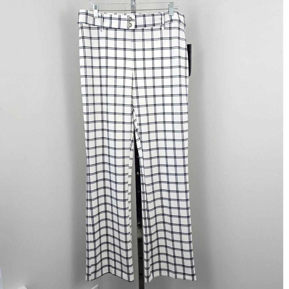 NYCC Plaid Bootcut Pants Black White 12 New